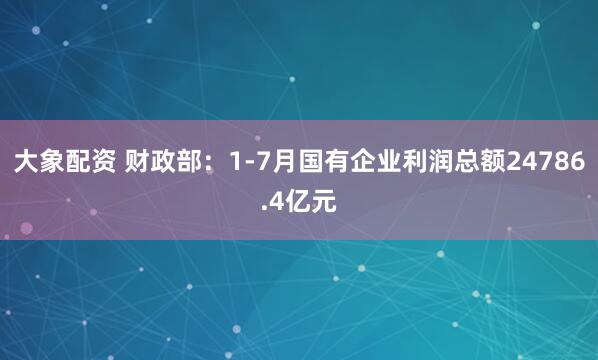 大象配资 财政部：1-7月国有企业利润总额24786.4亿元