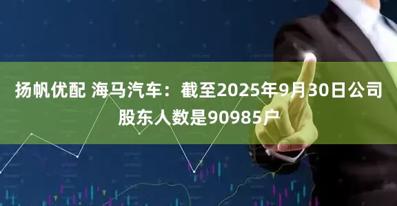 扬帆优配 海马汽车：截至2025年9月30日公司股东人数是90985户