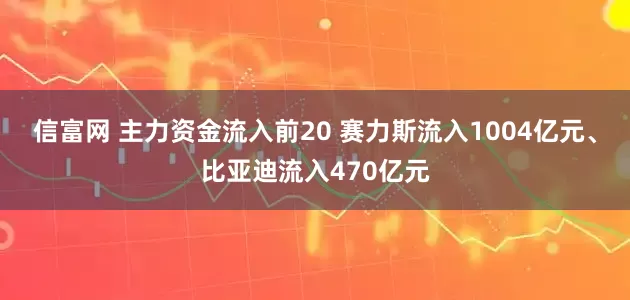信富网 主力资金流入前20 赛力斯流入1004亿元、比亚迪流入470亿元